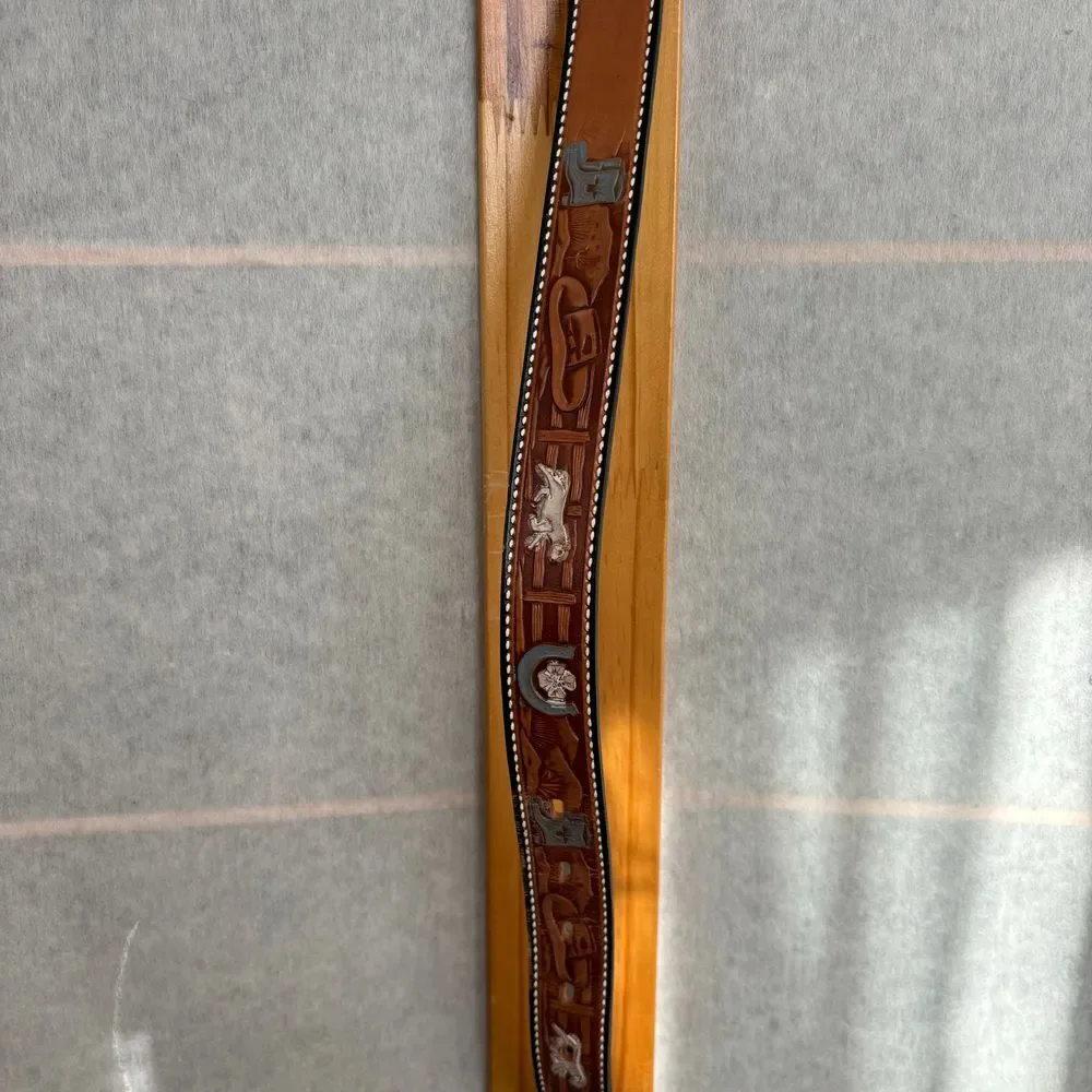 Men's Handcrafted Western Leather Belt with Embossed Design Cowboy Rodeo Style
